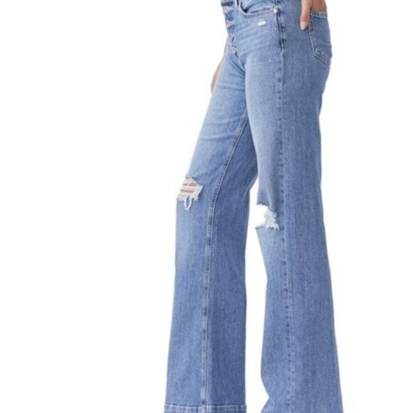 🎀Paige Leenah Wide Leg Exposed Button Fly Jeans in Magda Destructed Wash 29 NWT - Picture 14 of 14